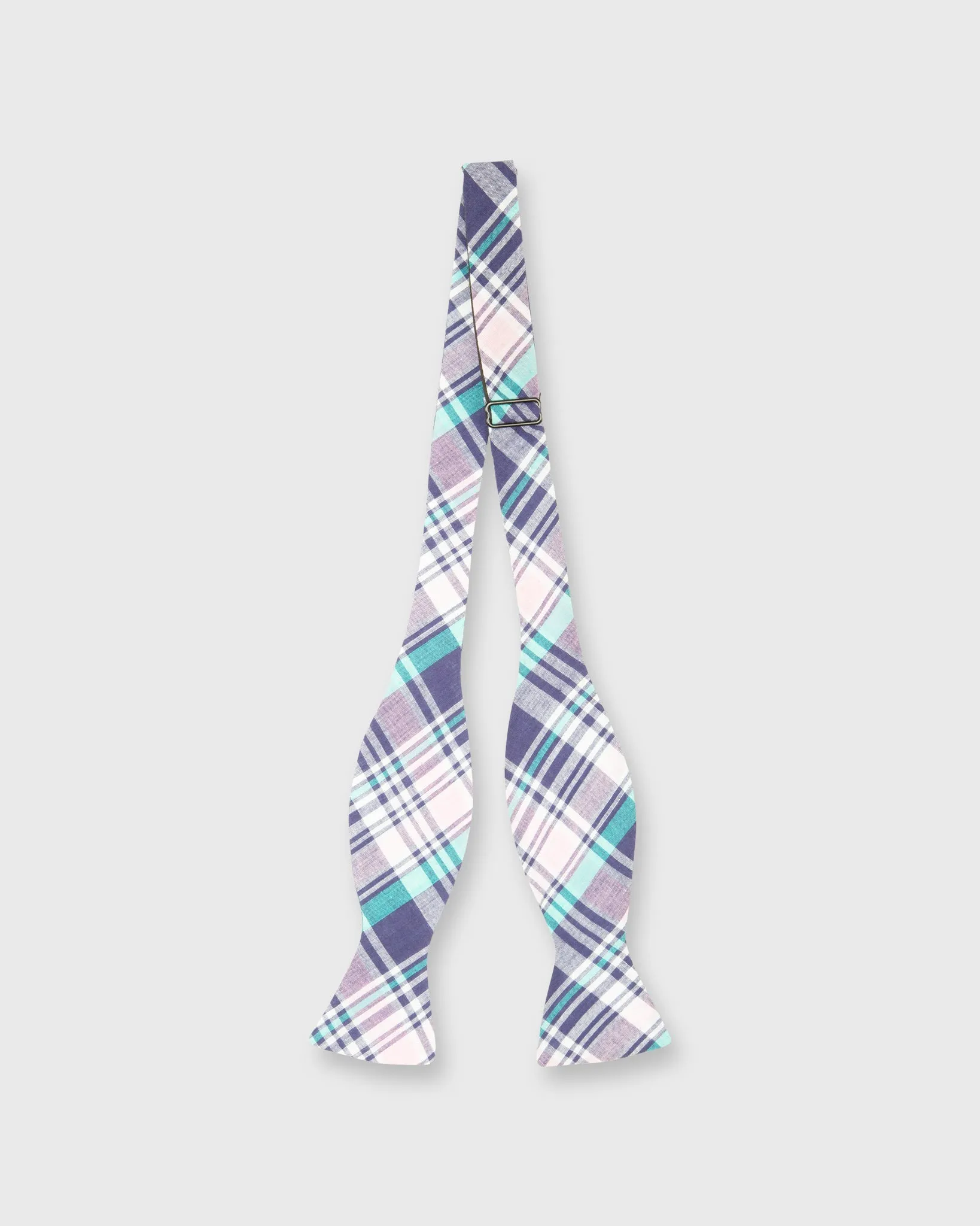 Cotton Woven Bow Tie in Navy/Pink/Aqua Madras