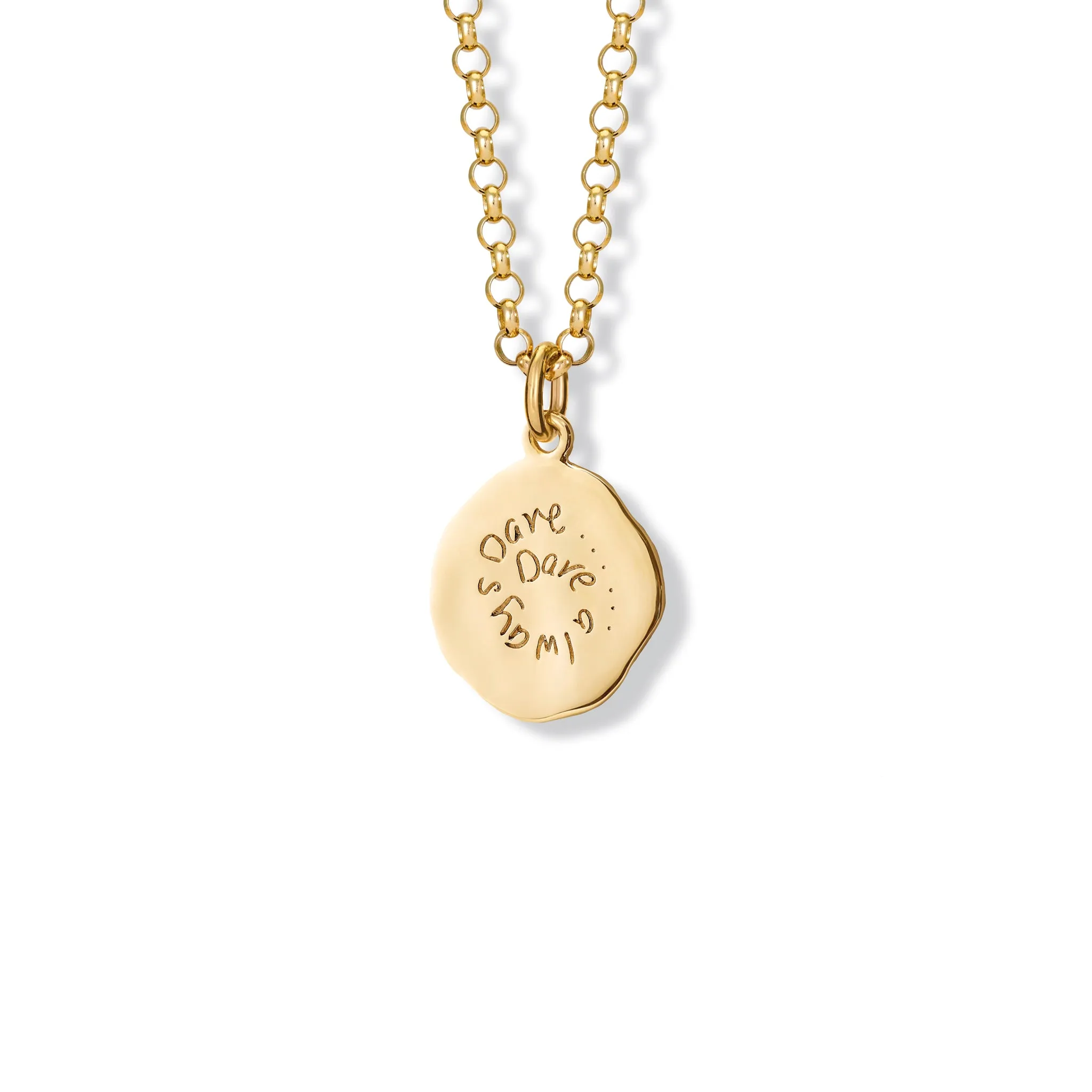 Dare, Always Dare Quote Pendant Yellow Gold