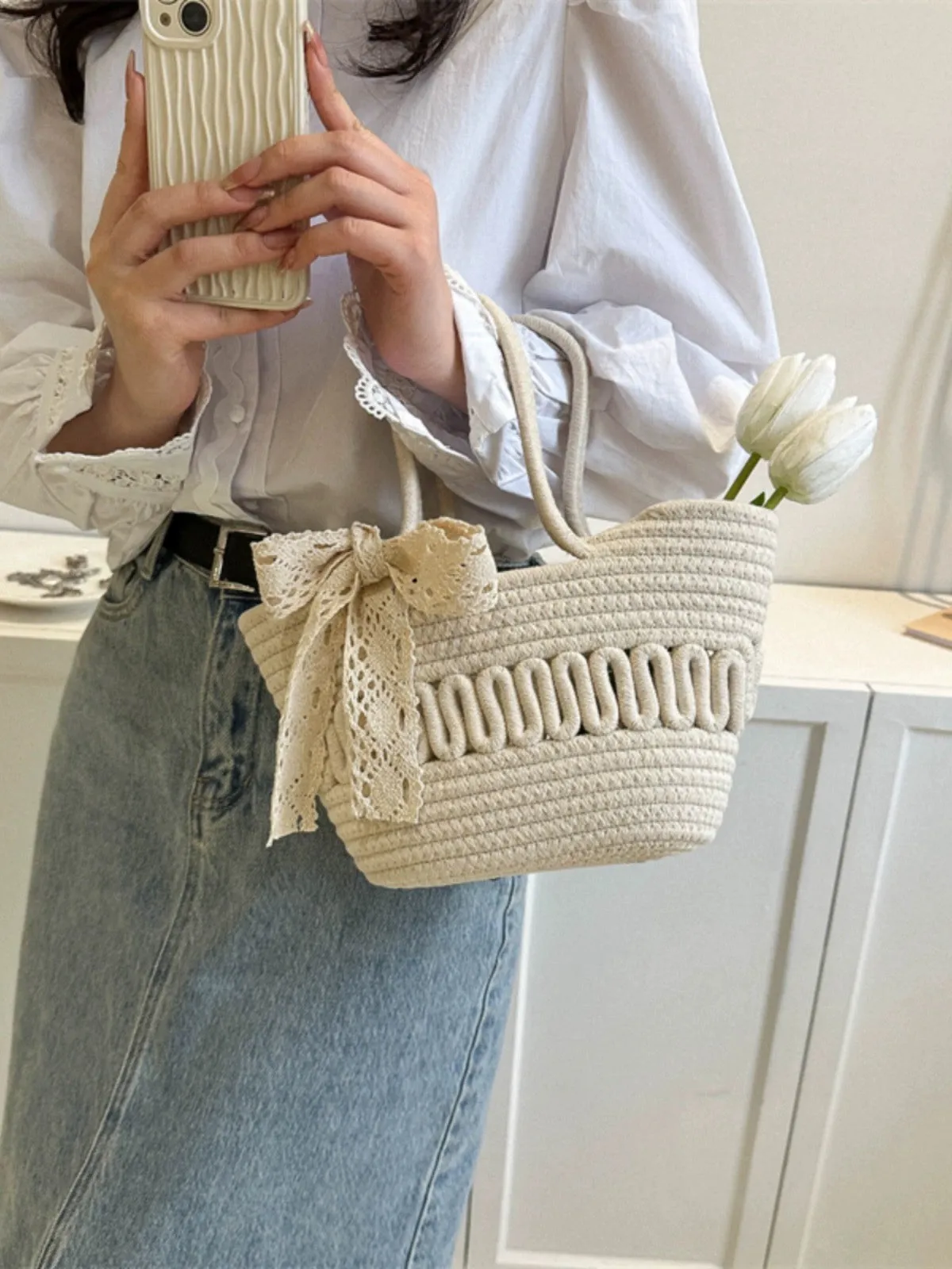 Delson Crochet Summer Bag with Bow