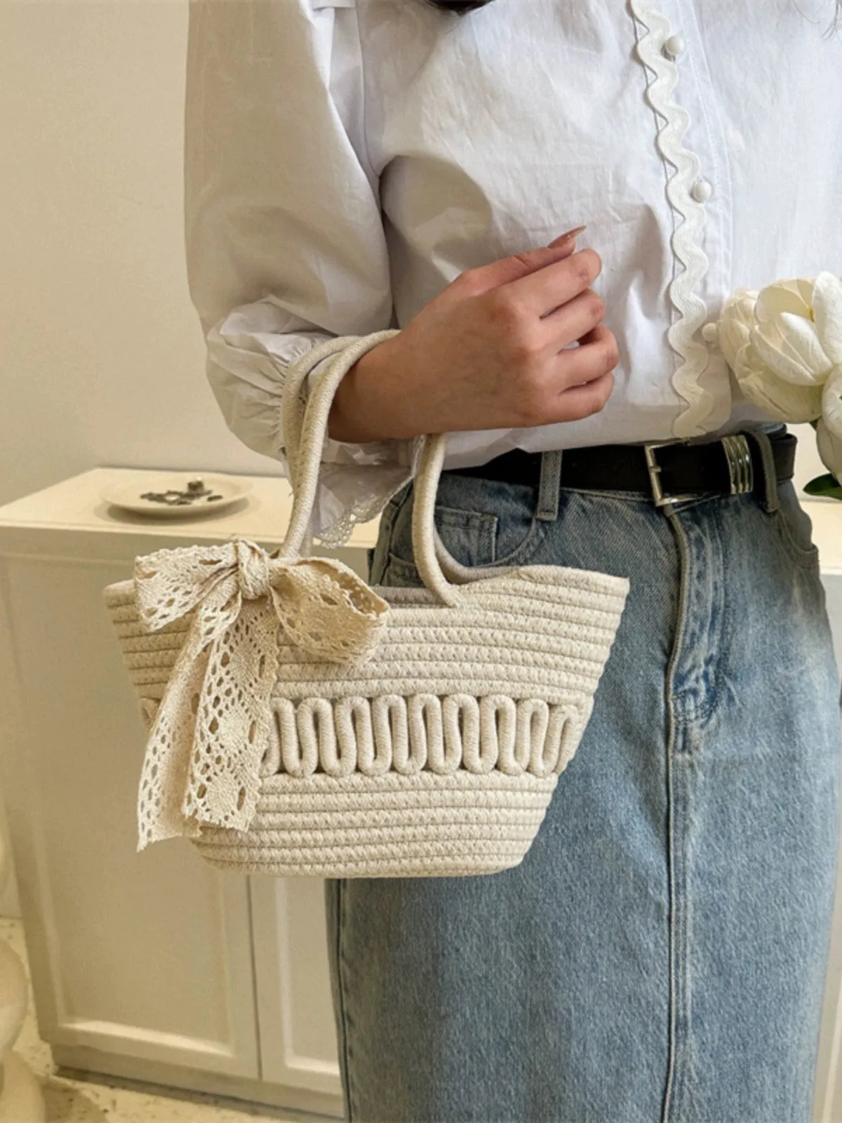 Delson Crochet Summer Bag with Bow