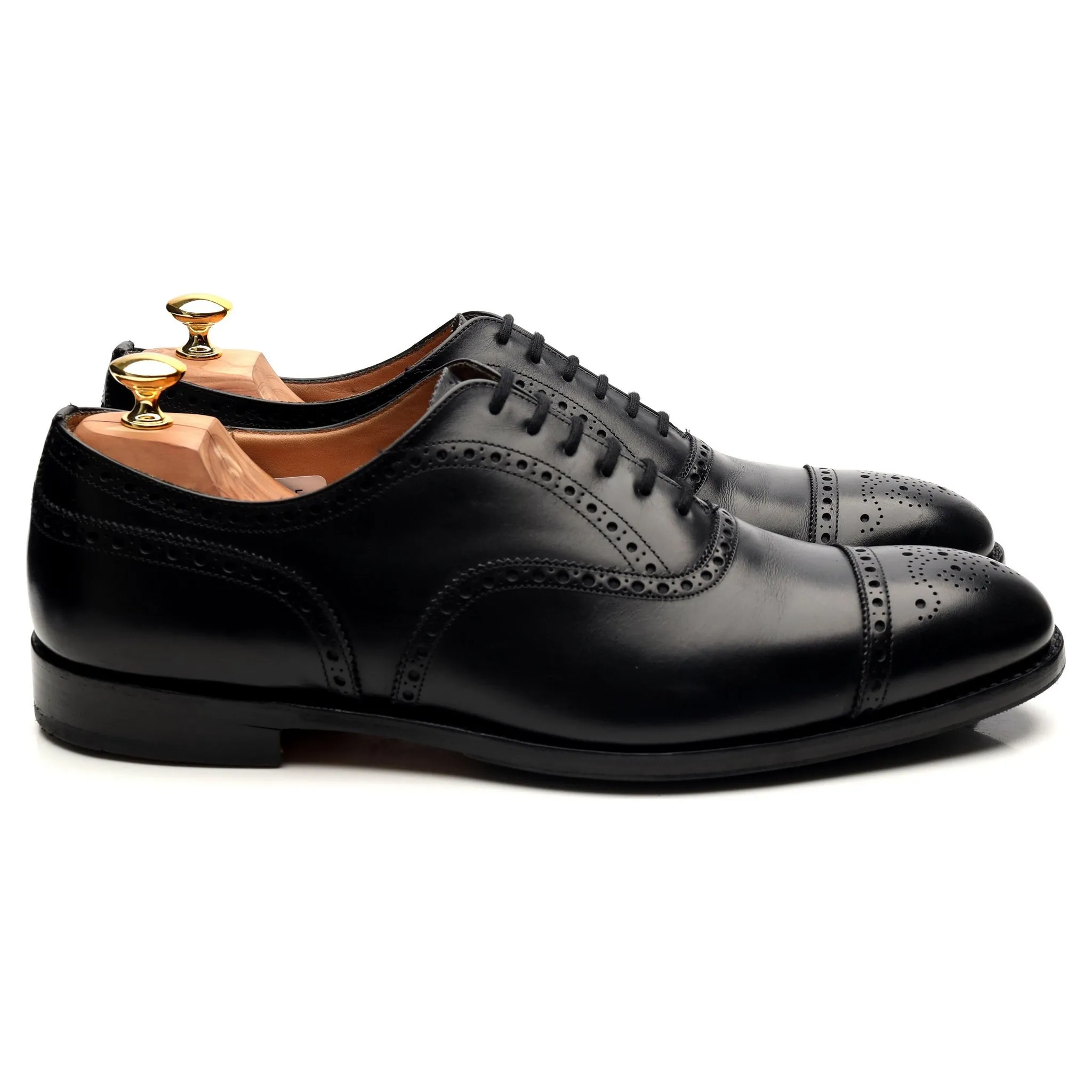 'Diplomat' Black Leather Oxford Semi Brogues UK 12 F