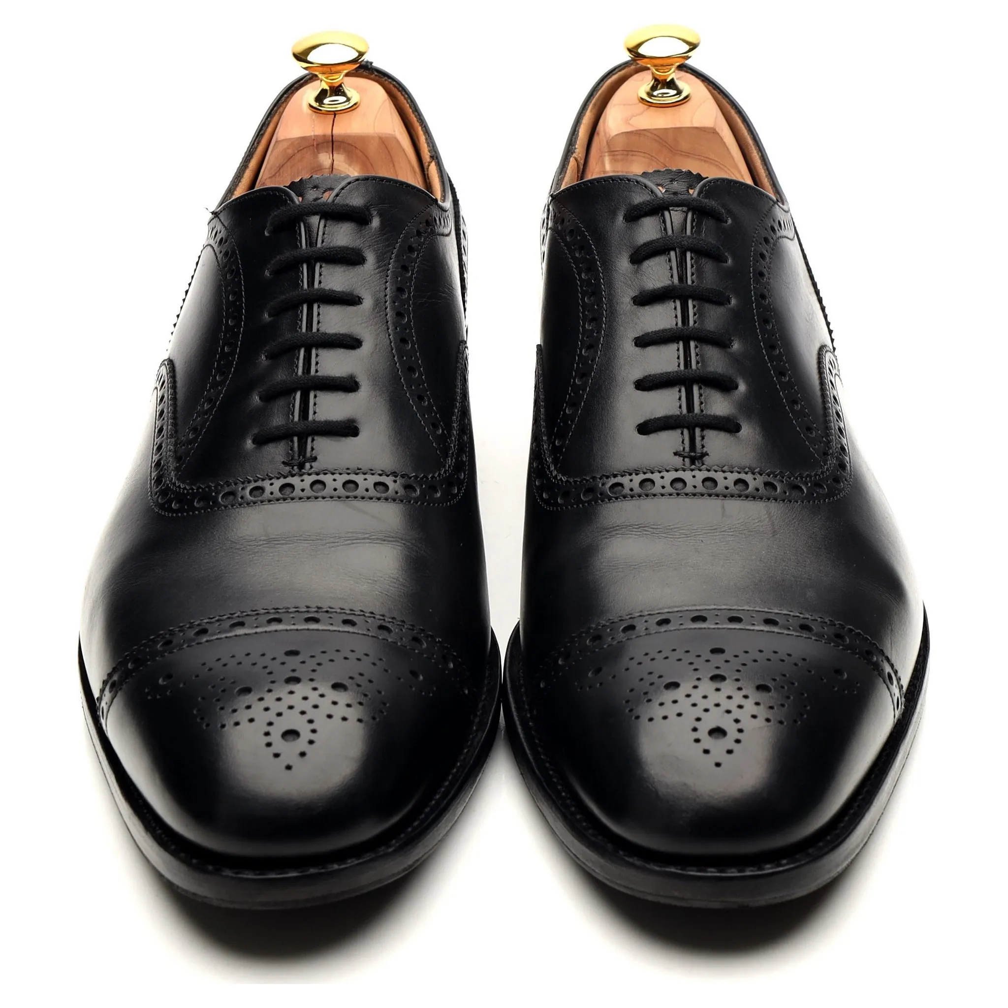 'Diplomat' Black Leather Oxford Semi Brogues UK 12 F