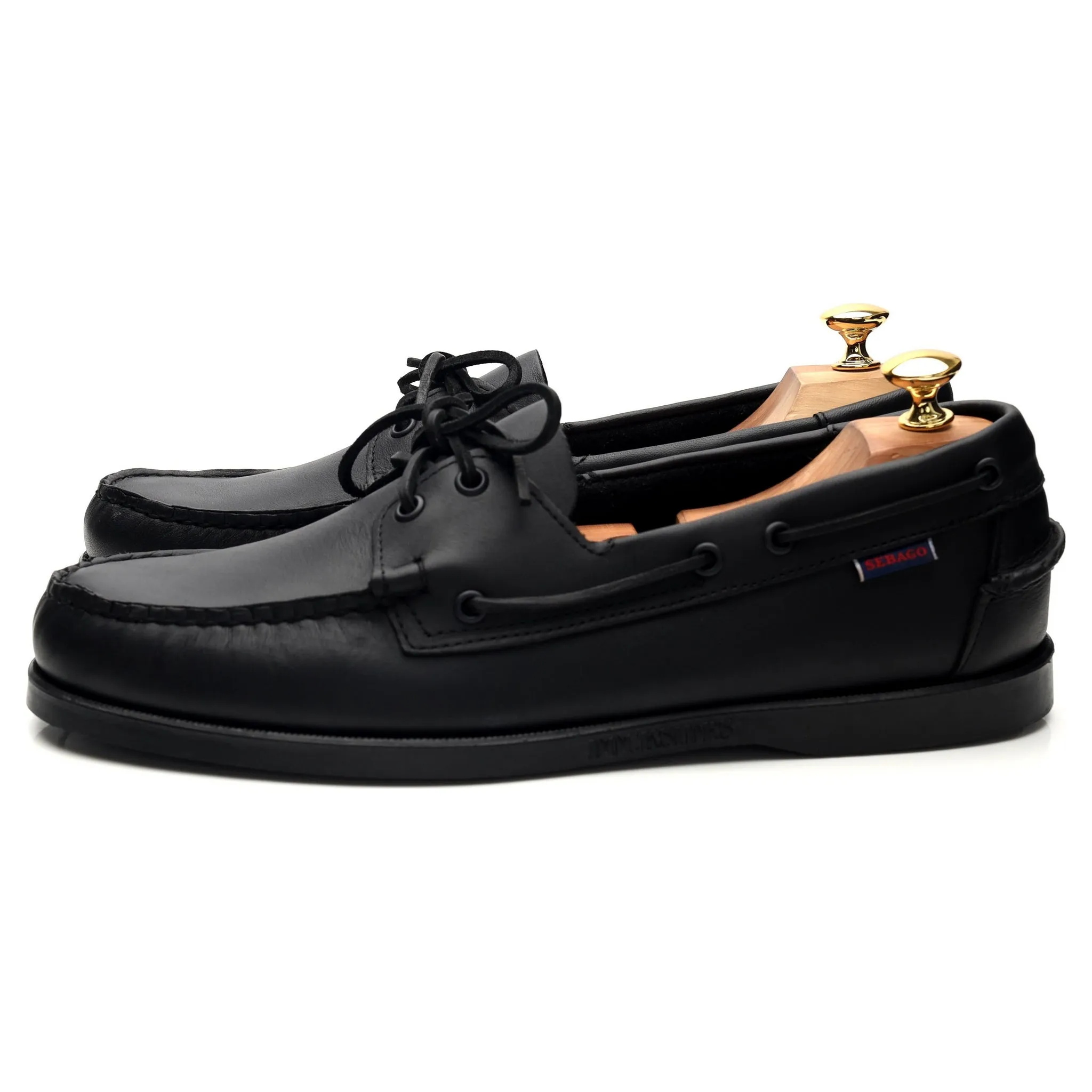 'Docksides Portland' Black Leather Boat Shoe UK 11