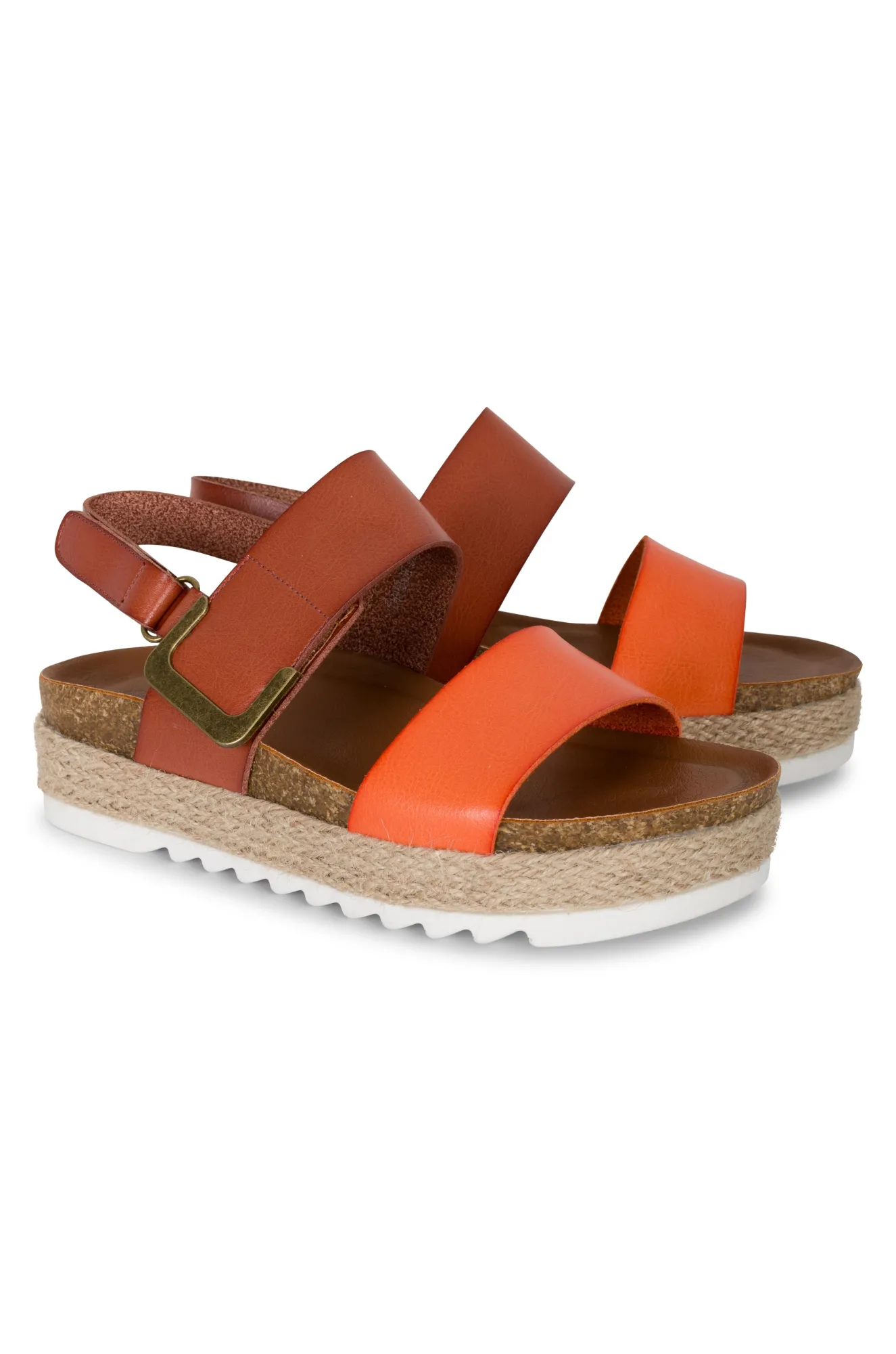 Double strap Sandal with velcro | ORANGE | DEANNA AB