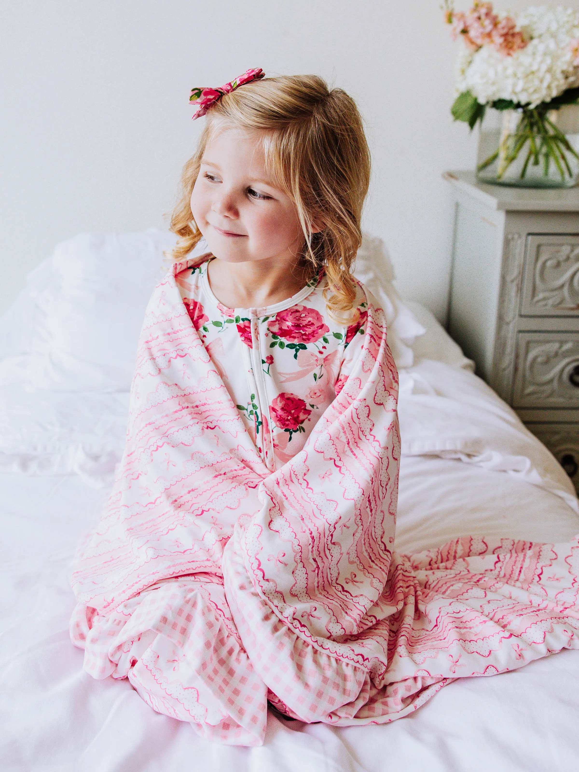 Dreamer Ruffled Blanket - Pink Lace