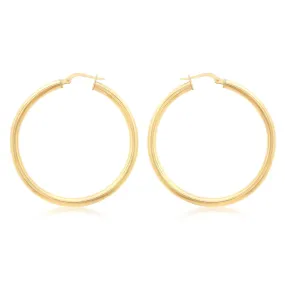 Duo Solid 9ct Yellow Gold Classic Hoops (30mm)