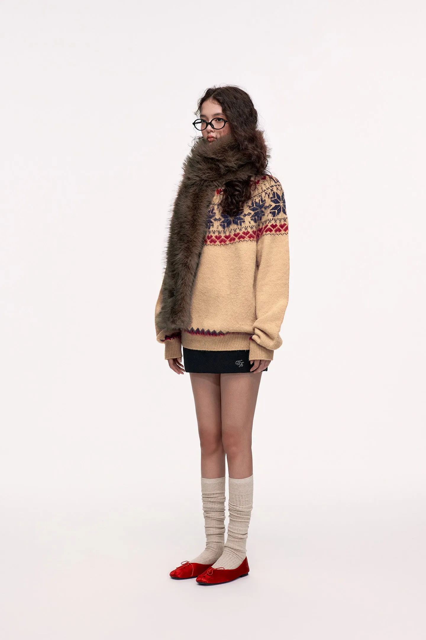 Fair Isle Jacquard Lazy Atmosphere Knitted Sweater