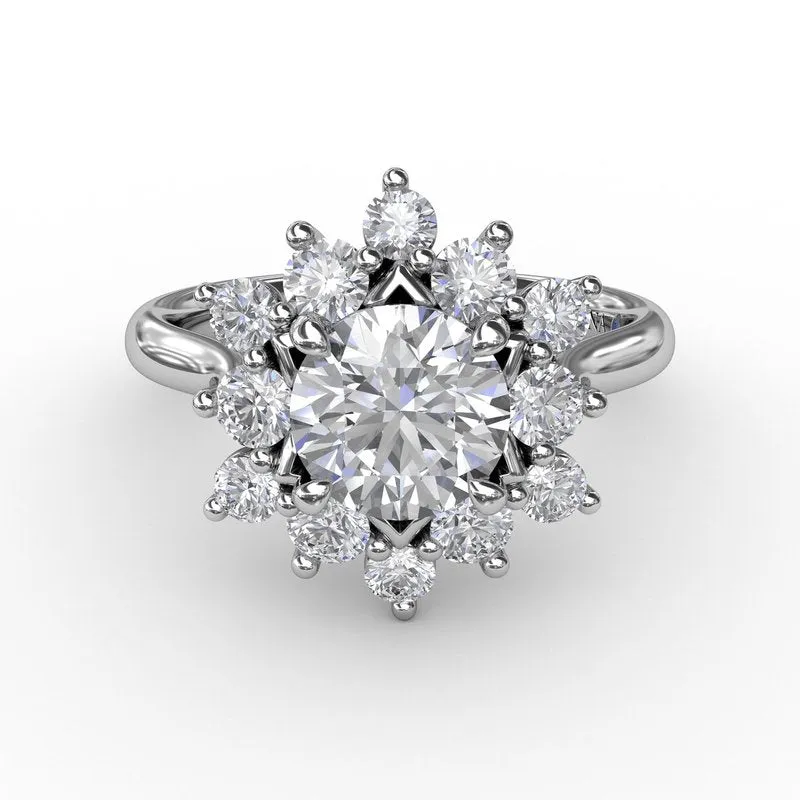 Fana  Contemporary Floral Halo Diamond Engagement Ring S3233