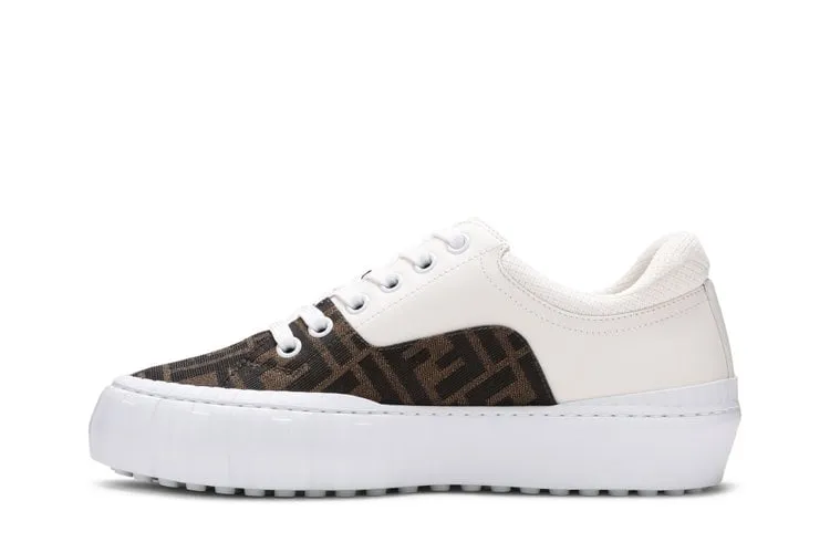 Fendi Force Lace-Up Sneaker 'White Brown', white