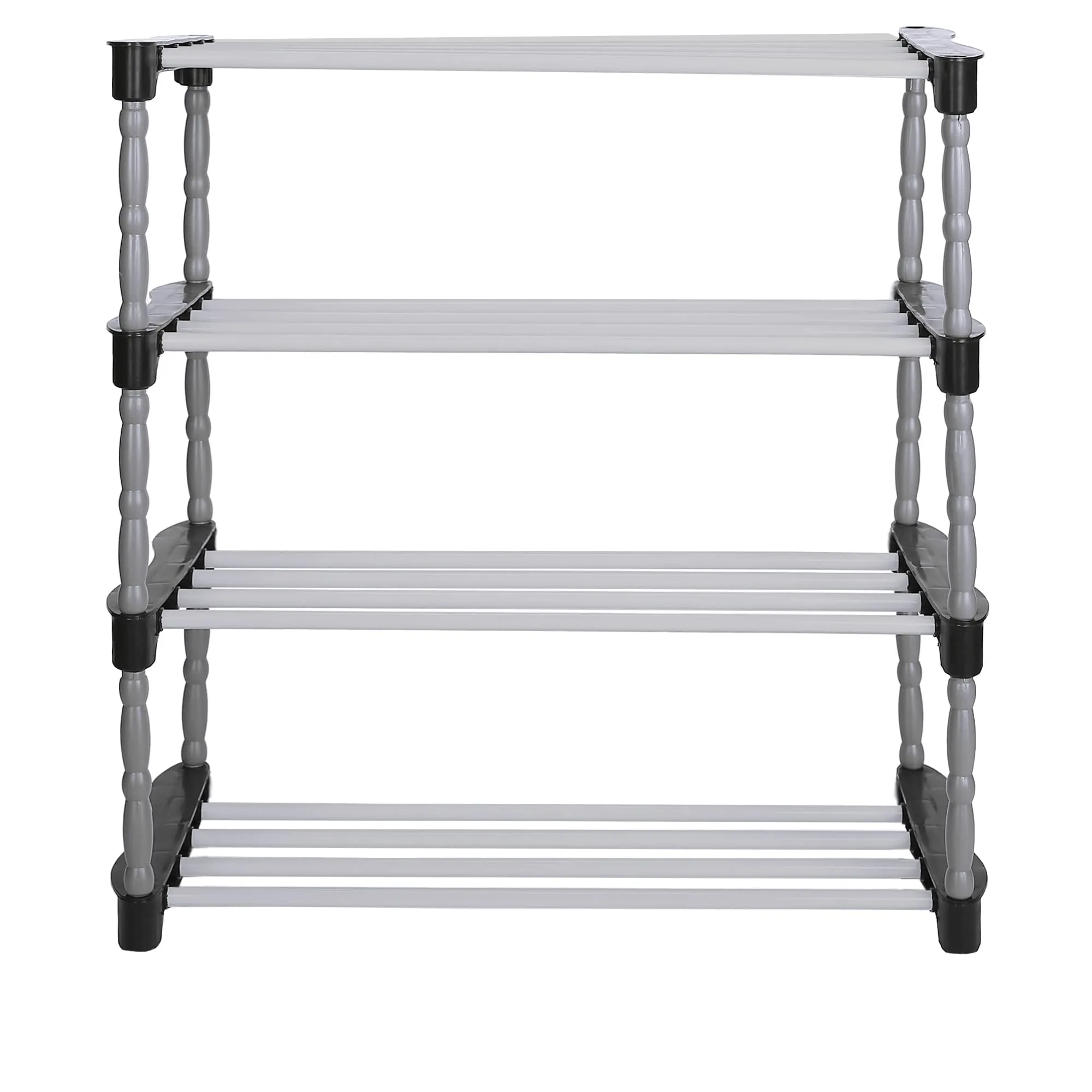 FLIPZON Multipurpose Metal, Plastic Caddy Shoe Rack | Multiuse Portable Wide Shelve Storage Rack for Kitchen, Cloth (Need to Be Assemble - DIY-DO-IT-Yourself) (4 Shelve)