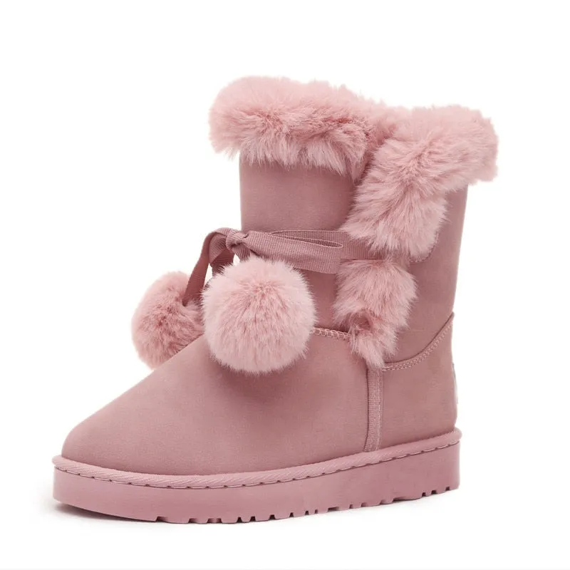 Furry Pink Winter Boots