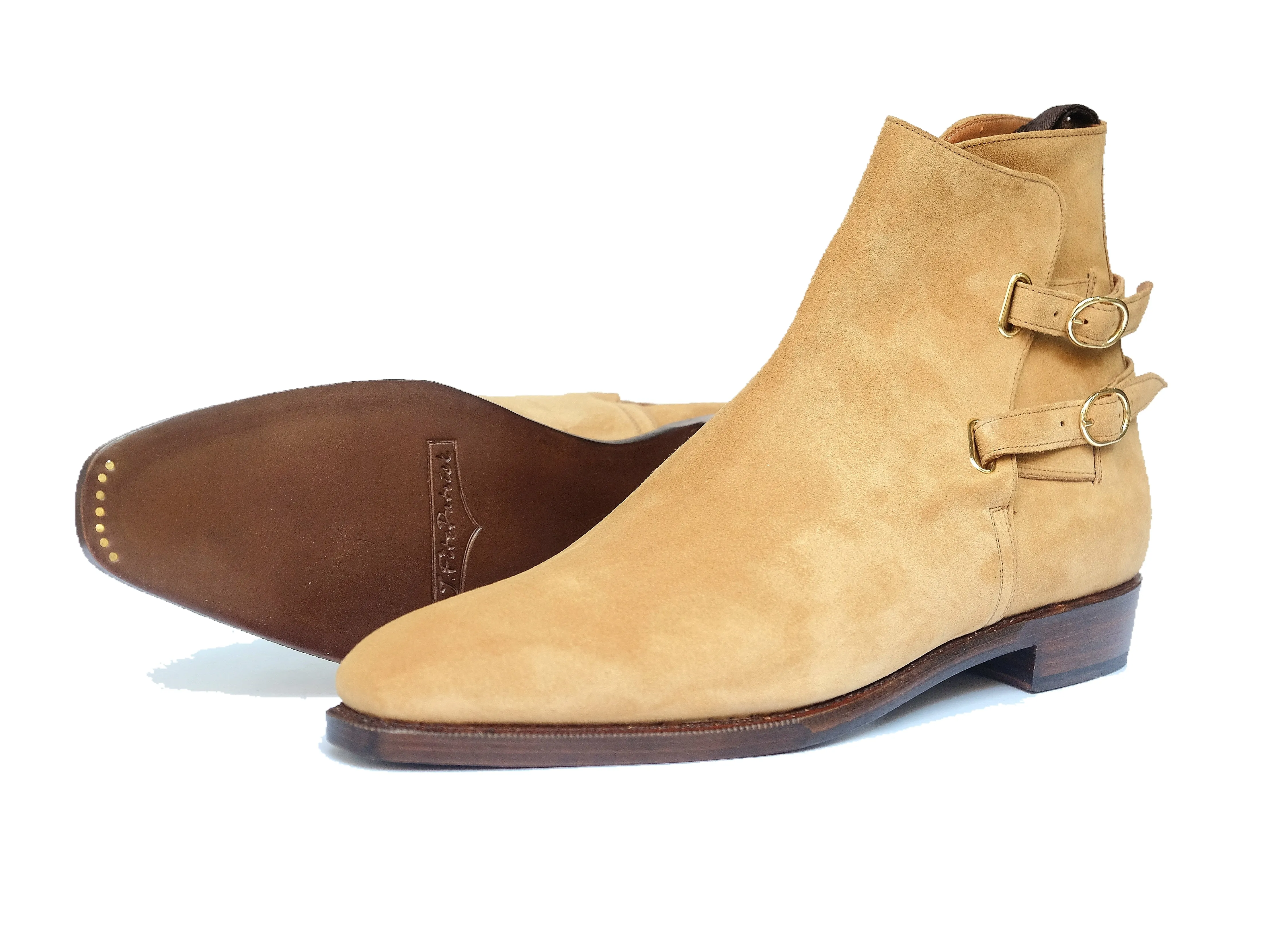 Optimized Title: Genesee Sand Suede Dress Shoes - MGF Last, Double Leather Sole