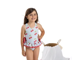 Girls Meia Pata Cherry Print Swimsuit