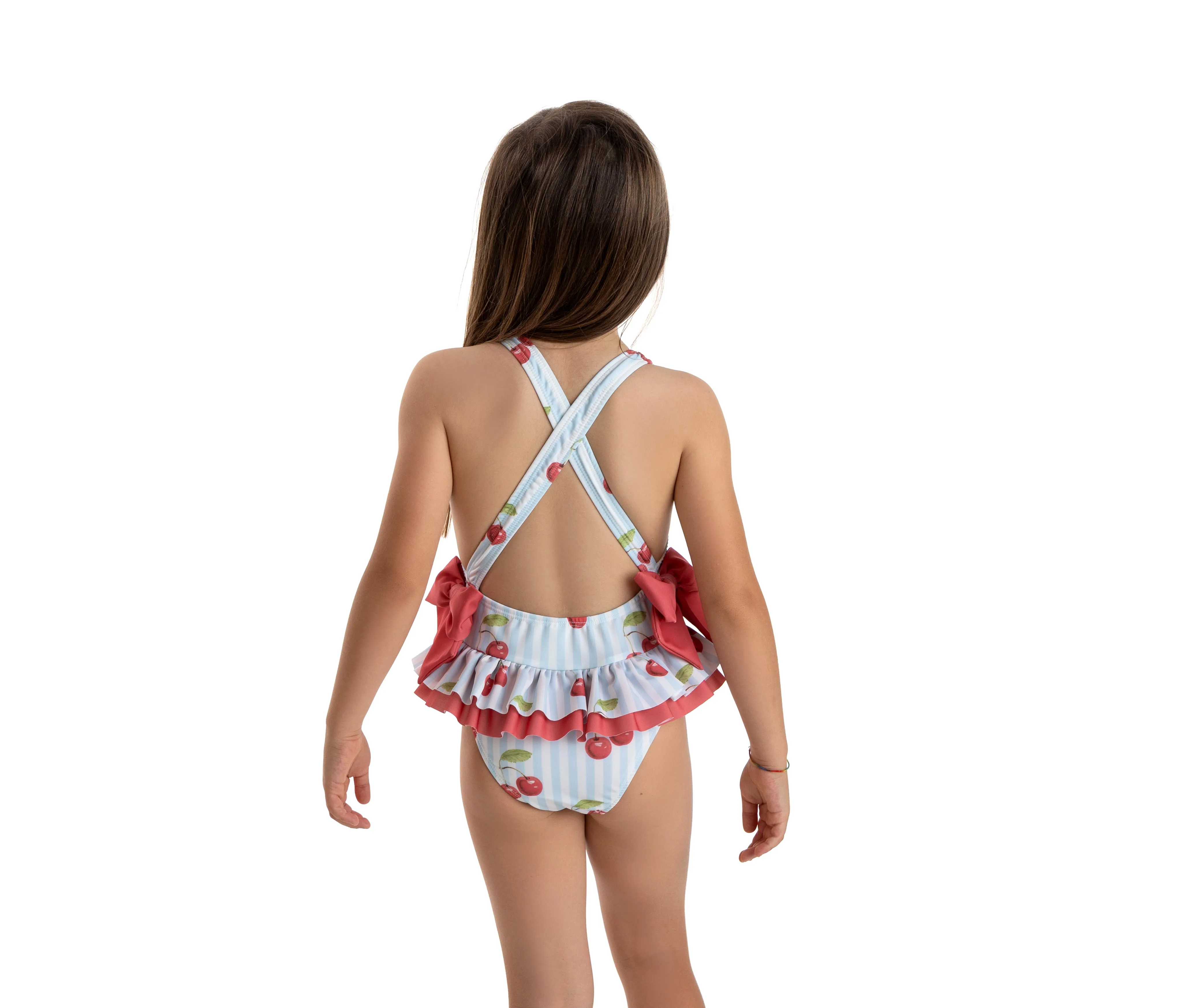 Girls Meia Pata Cherry Print Swimsuit