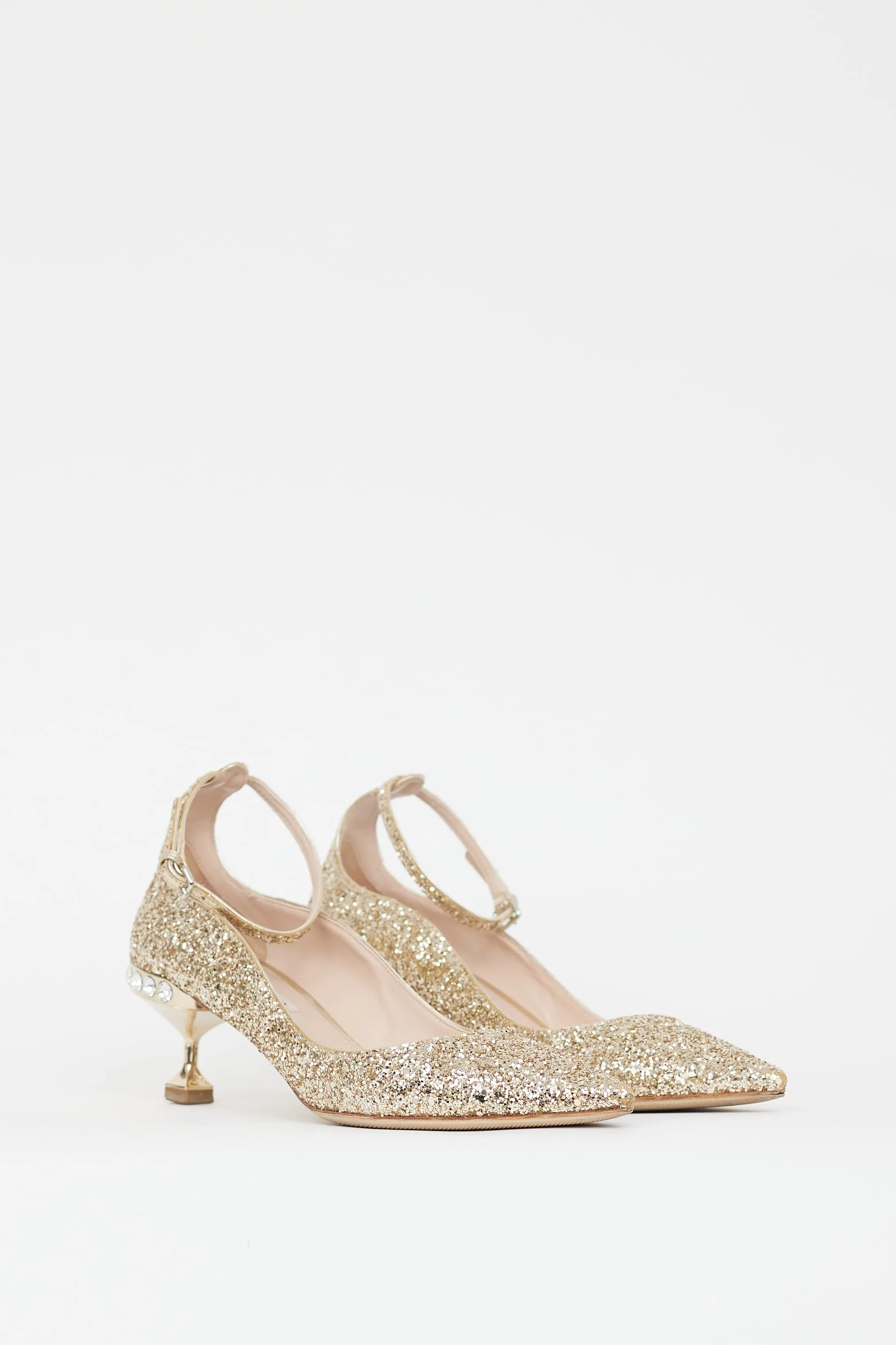 Gold Glitter Pointed Toe Heel