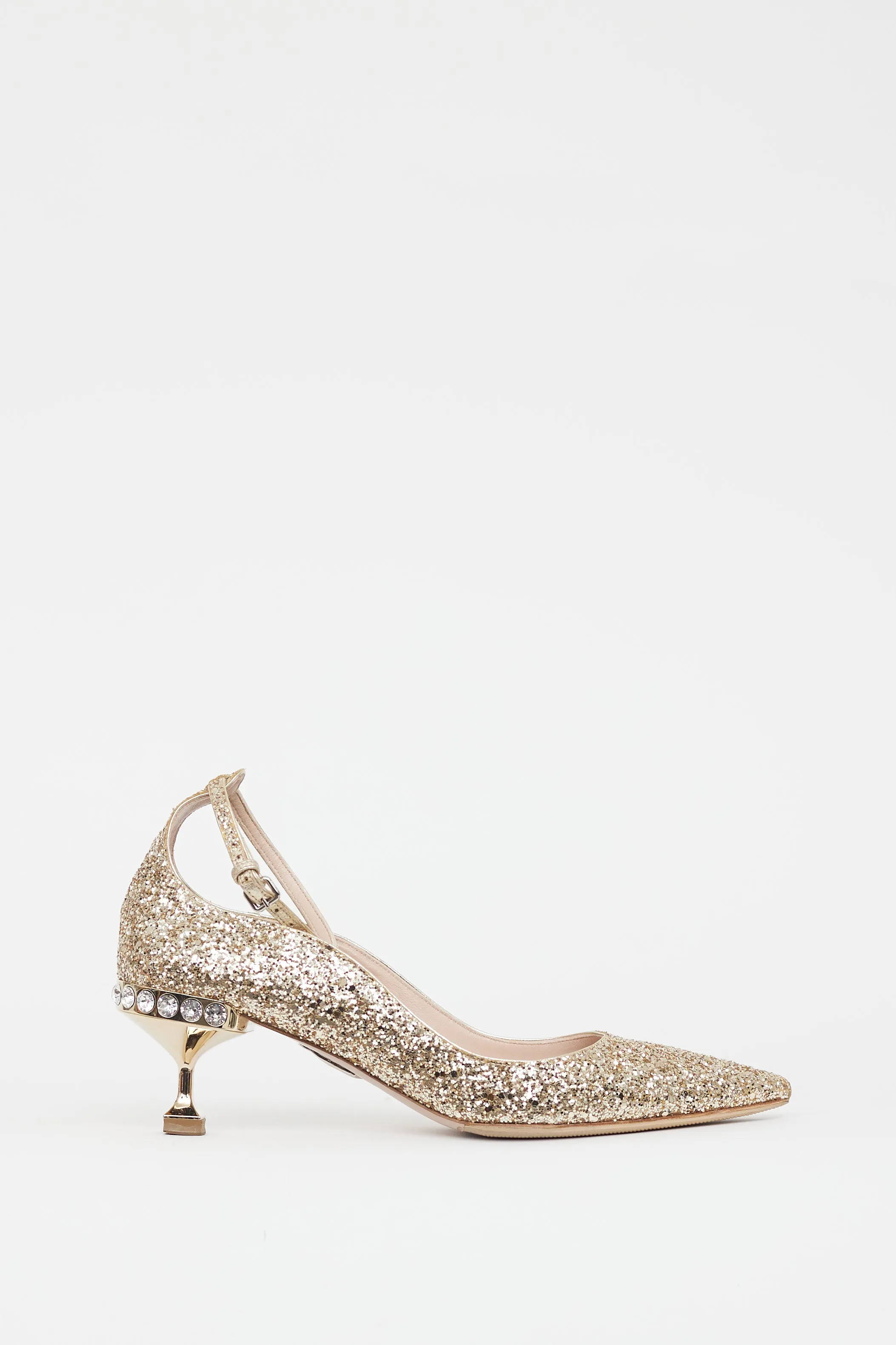 Gold Glitter Pointed Toe Heel