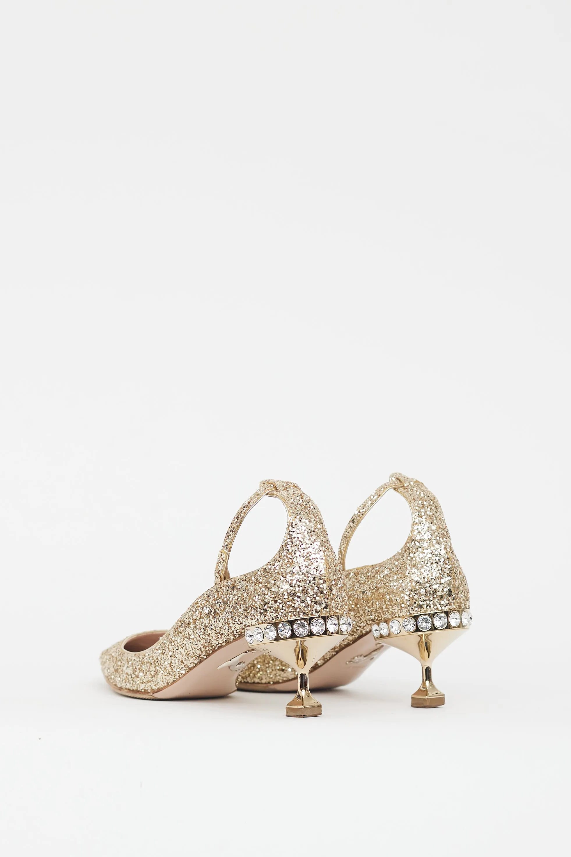 Gold Glitter Pointed Toe Heel