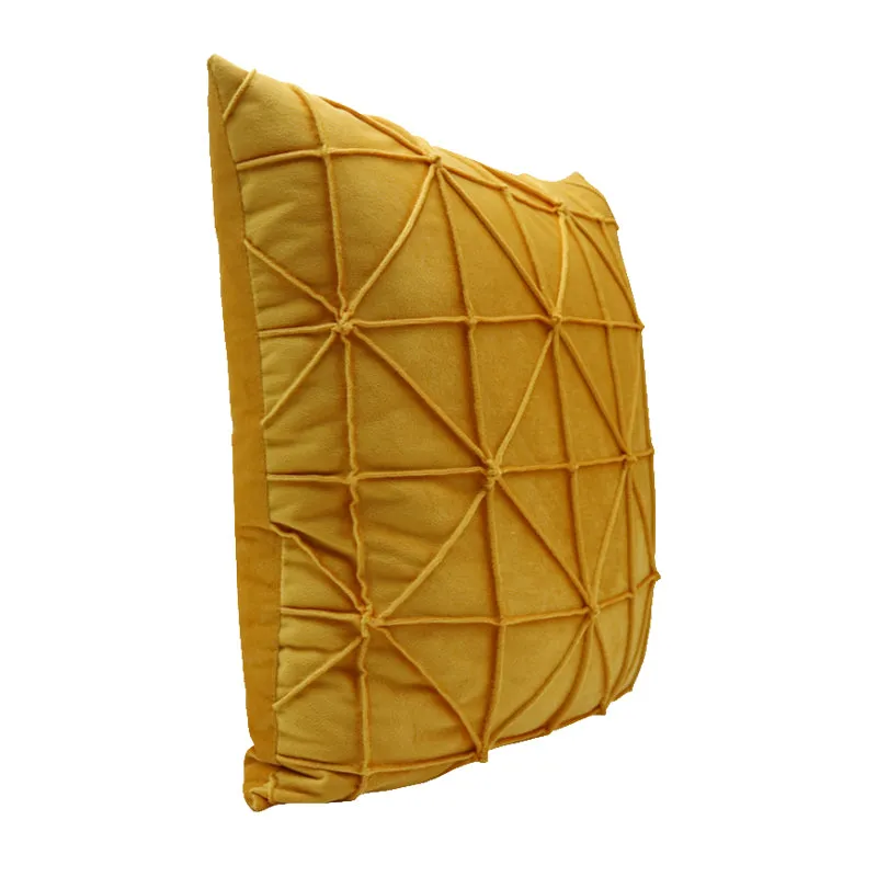 Golden Yellow Geometric Throw Cushion