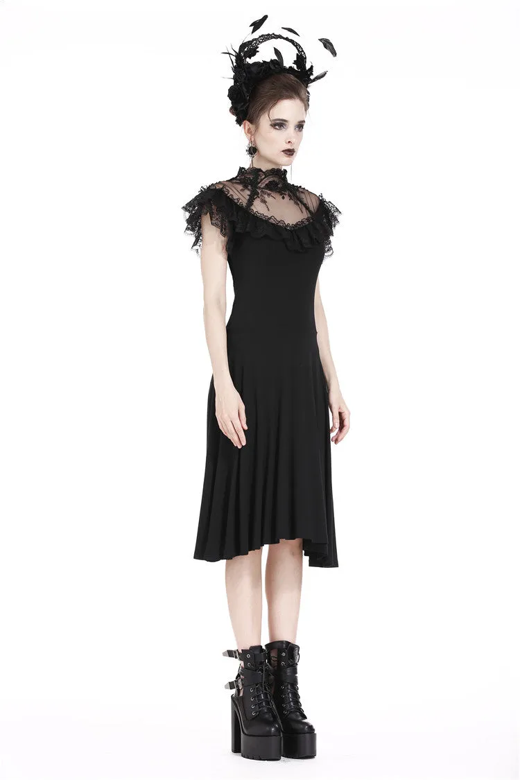 Gothic knitted dress with sexy rose flower net on top DW197