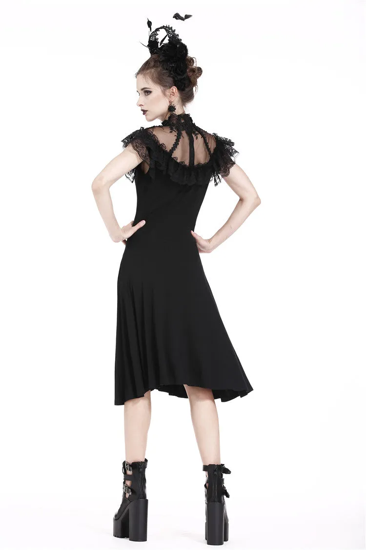 Gothic knitted dress with sexy rose flower net on top DW197