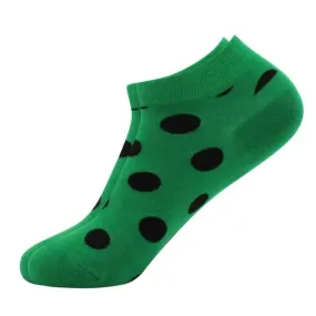 Green with Black Polka Dots Ankle Socks (Adult Medium - Women's Shoe Sizes 5-10)