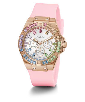 GUESS Ladies Pink Rose Gold Tone Multi-function Watch