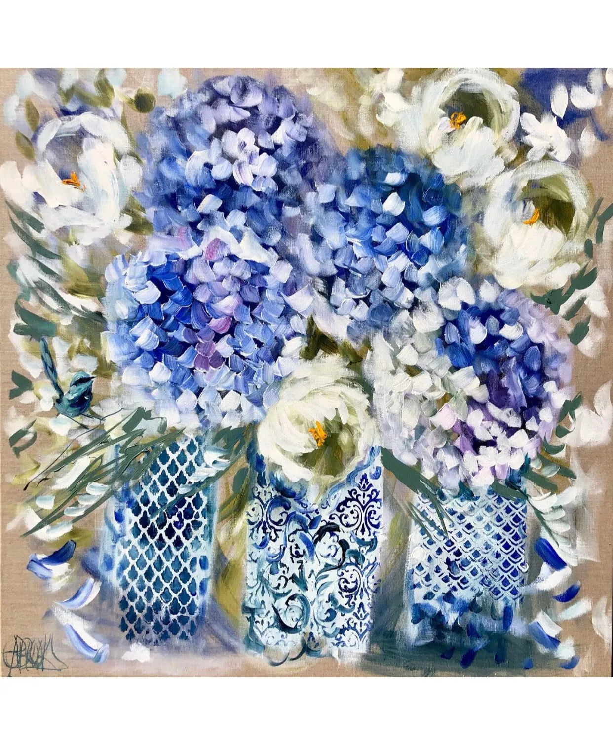 Hamptons summer vases -art print