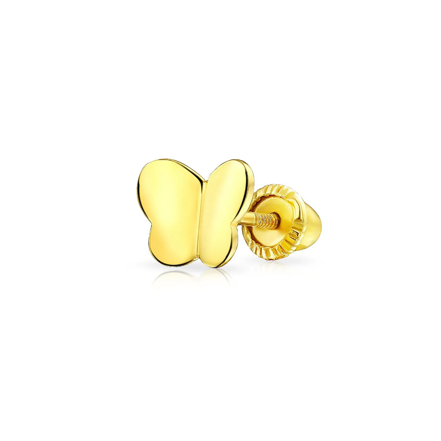 Helix Cartilage Ear Lobe Piercing Daith 1 Piece Butterfly Stud Earring 14K Gold