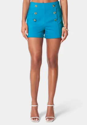 High Waist Button Detail Short