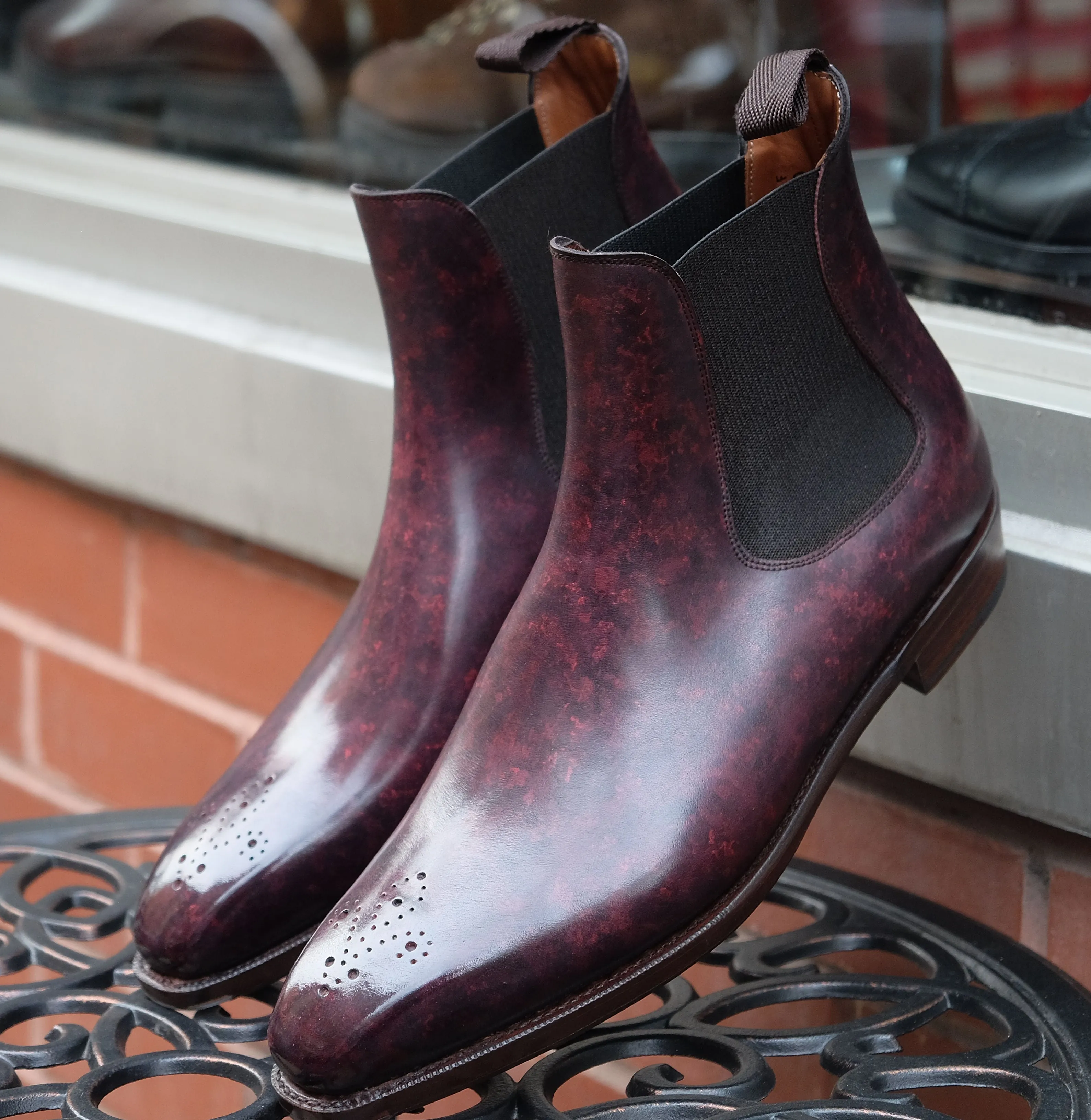 Highland - MTO - Mulberry Marble Patina Calf - MGF Last - Single City Rubber Sole