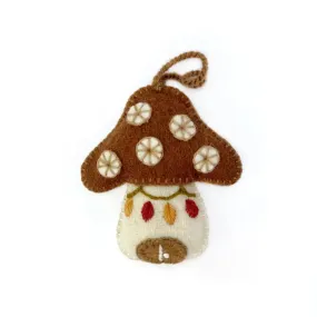 Holiday Mushroom House Felt Ornament (Pointed)