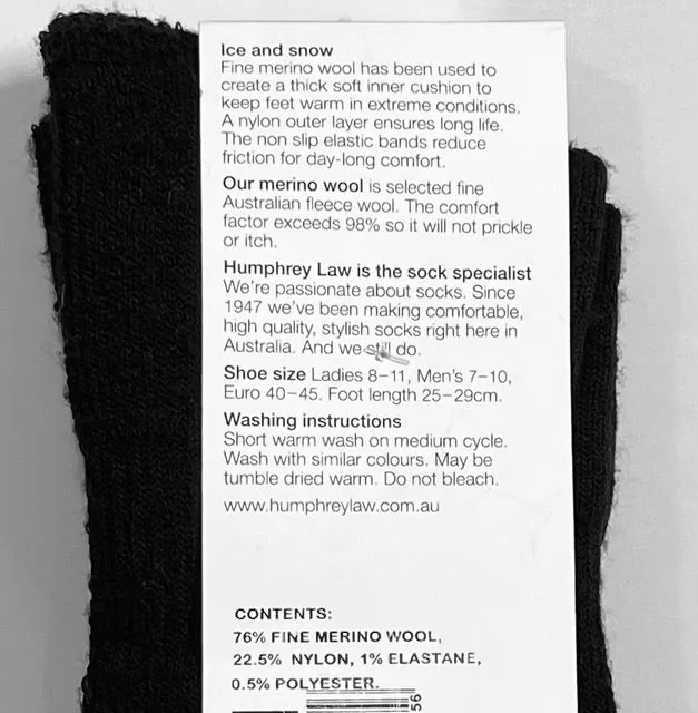 Humphrey Law - Ice and Snow Socks - Black