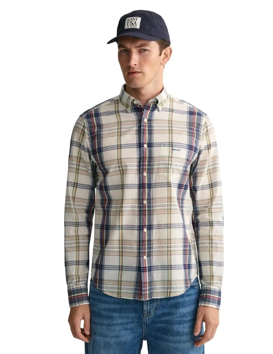 Indian Madras Check Shirt - Eggshell