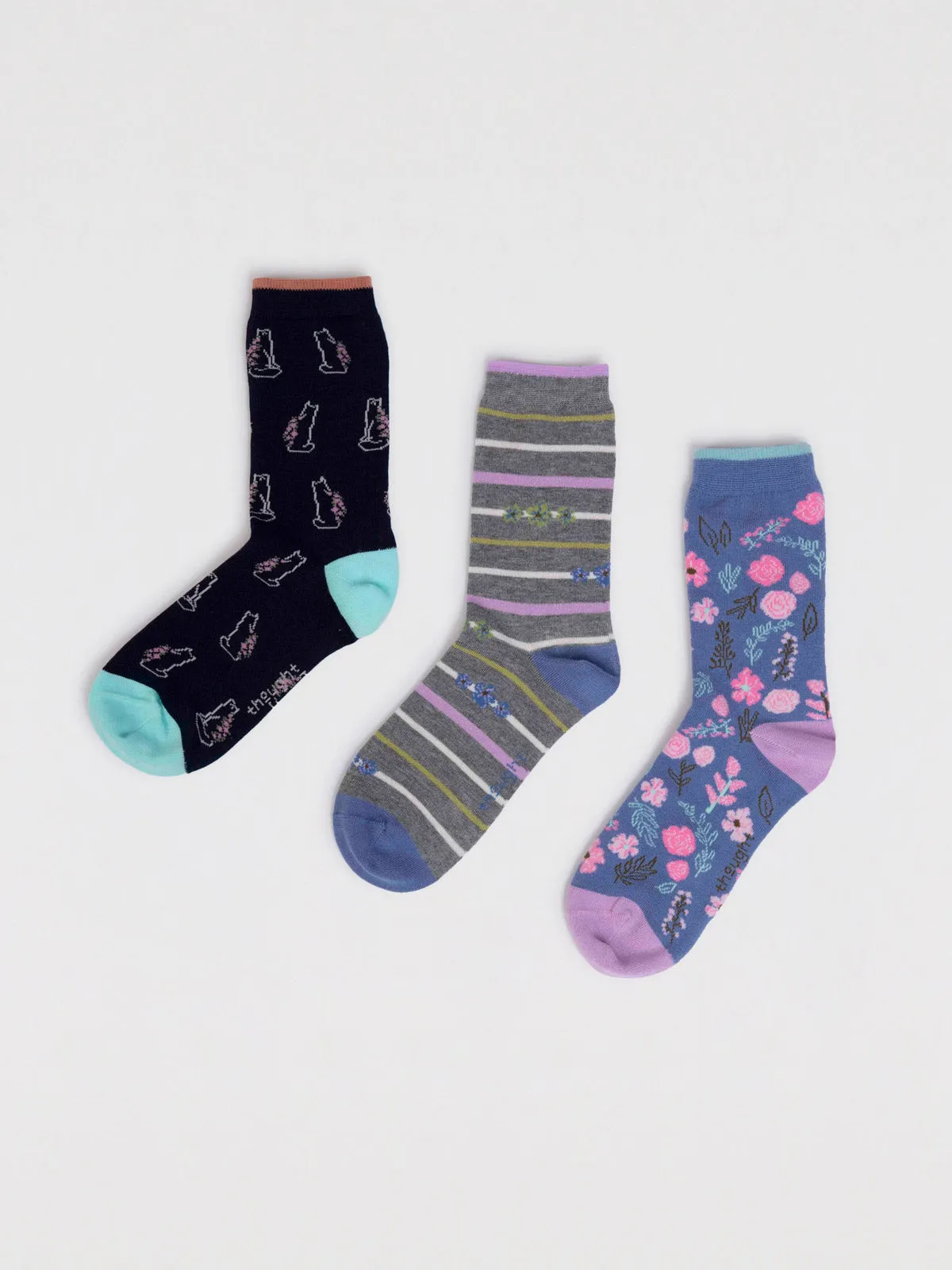 Kyrie Women's Bamboo Cats 3 Pack Socks - Multi