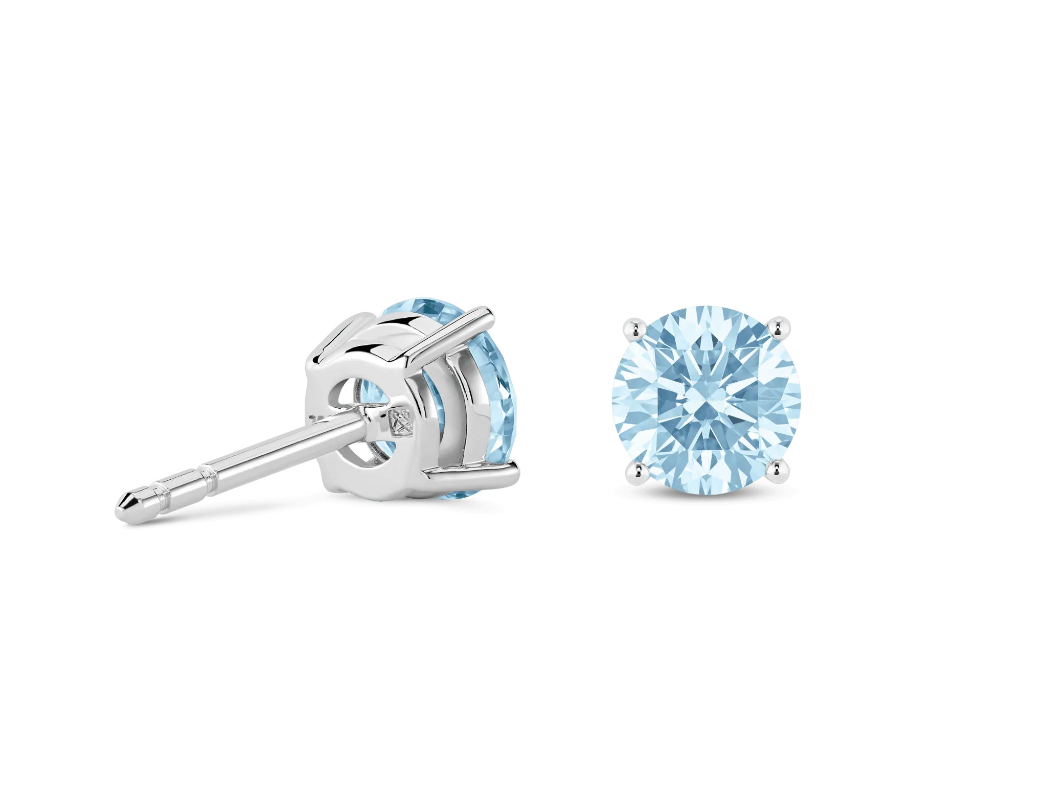 Lab-Grown Diamond 2ct. tw. Round Brilliant Solitaire Studs | Blue