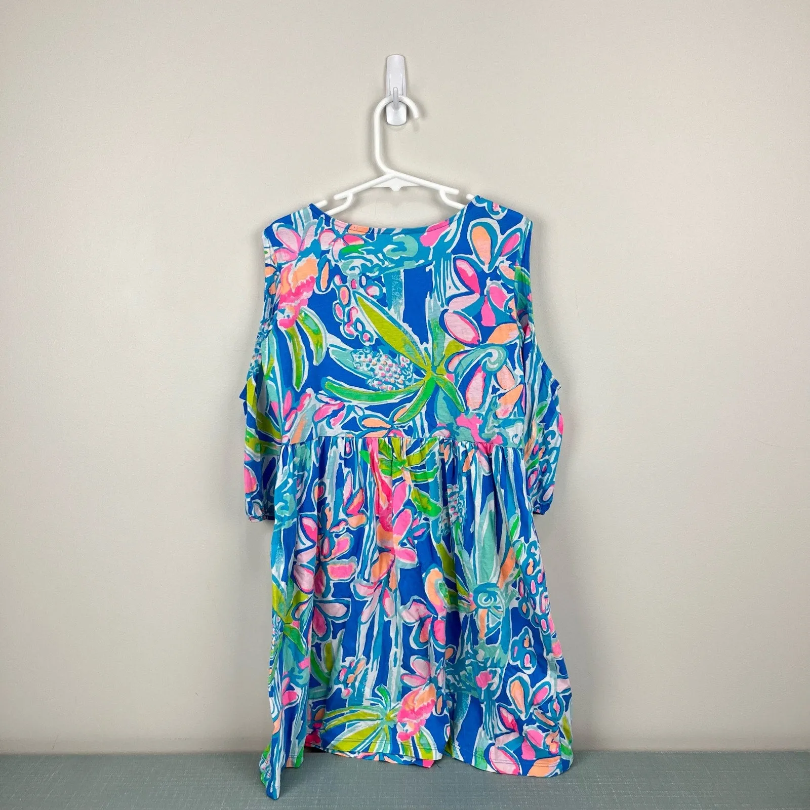 Lilly Pulitzer Girls Pop Up Jungle Hoppin Linn Cold Shoulder Dress Large 8-10