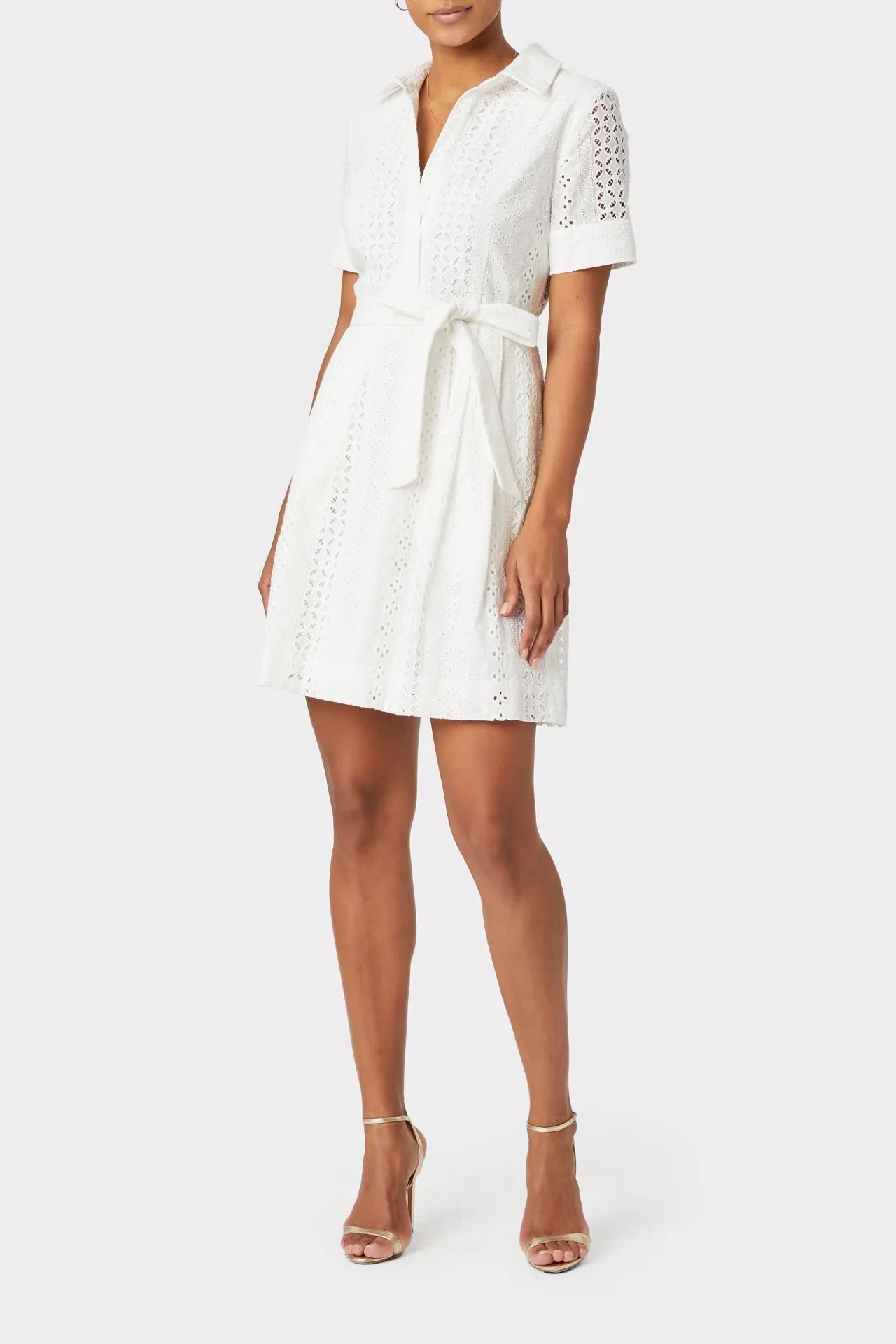 Linear Cotton Eyelet Cleo Shirt Dress