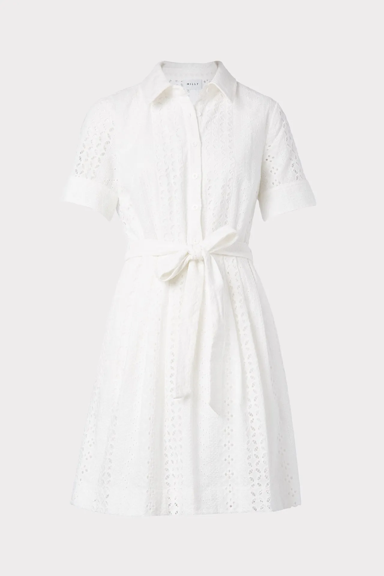 Linear Cotton Eyelet Cleo Shirt Dress