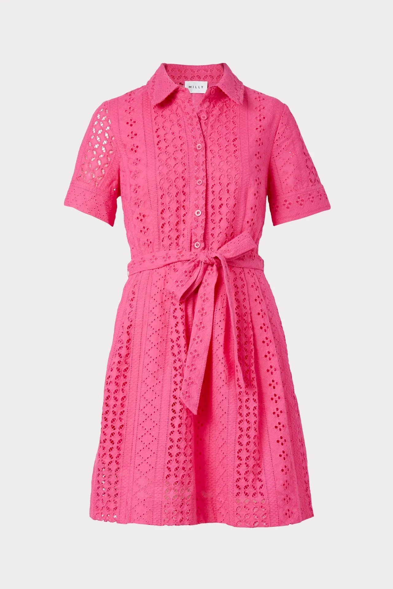 Linear Cotton Eyelet Cleo Shirt Dress