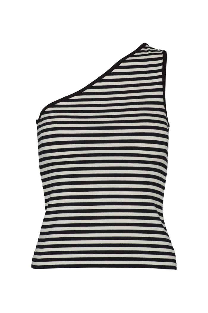 Ludmilla One Shoulder Top - Whisper White/Black