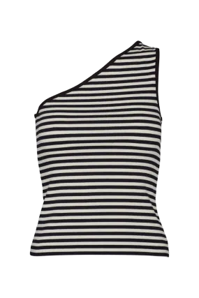 Ludmilla One Shoulder Top - Whisper White/Black