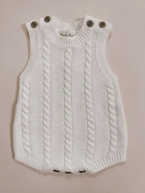 Luna   Luca Cable Knit Summer Romper | White