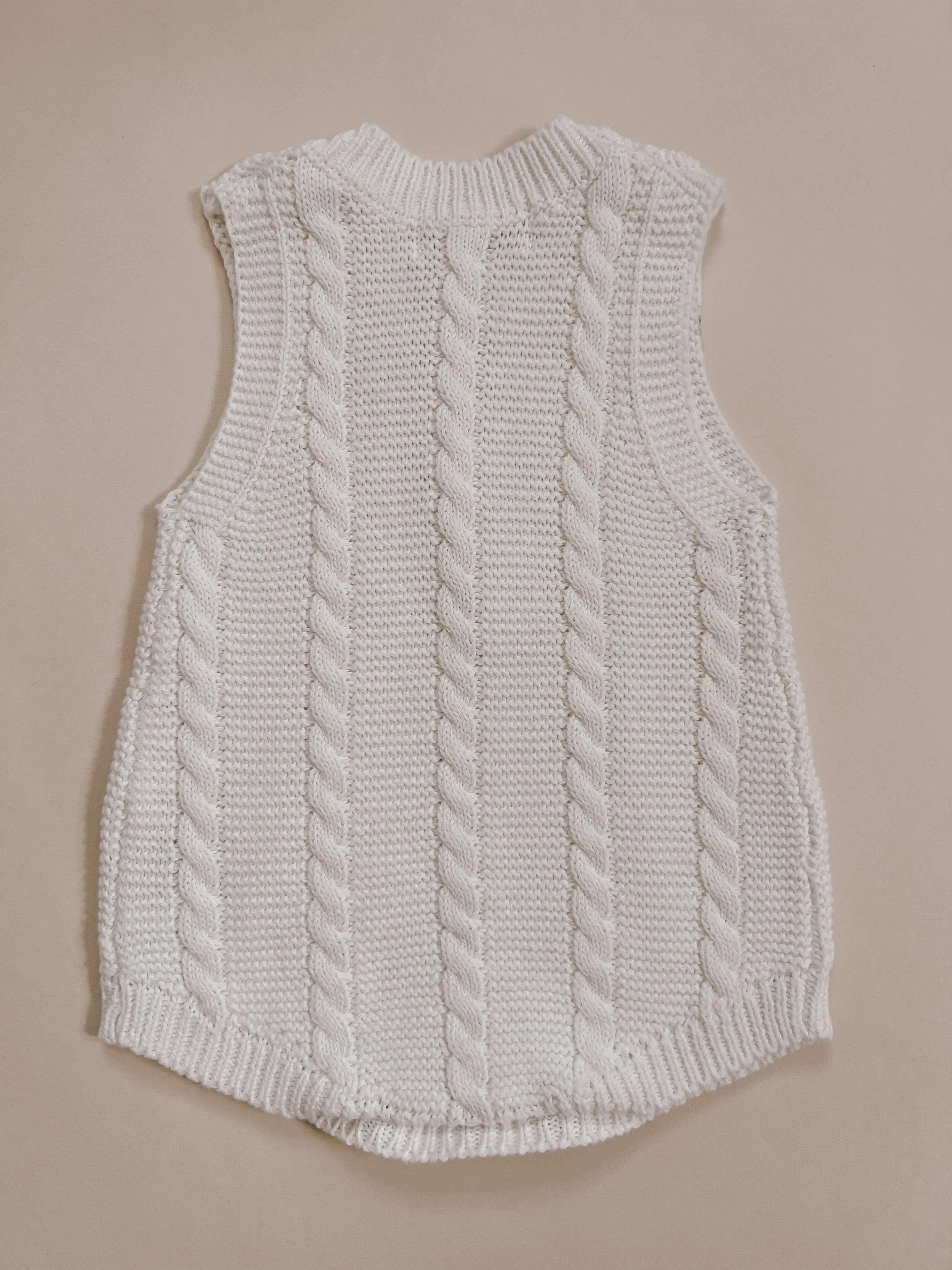 Luna   Luca Cable Knit Summer Romper | White