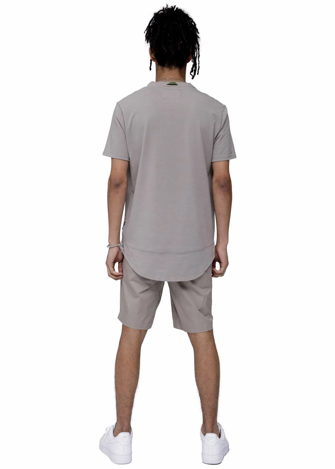 Men's T-Shirt with Curved hem In Taupe