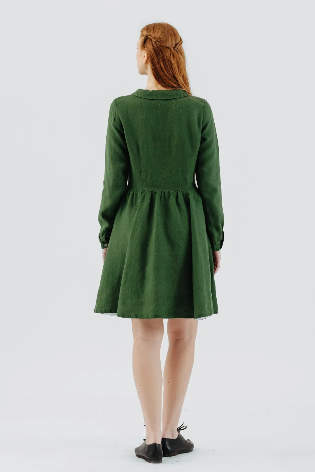 Mini Classic Dress, Long Sleeve, Emerald Green