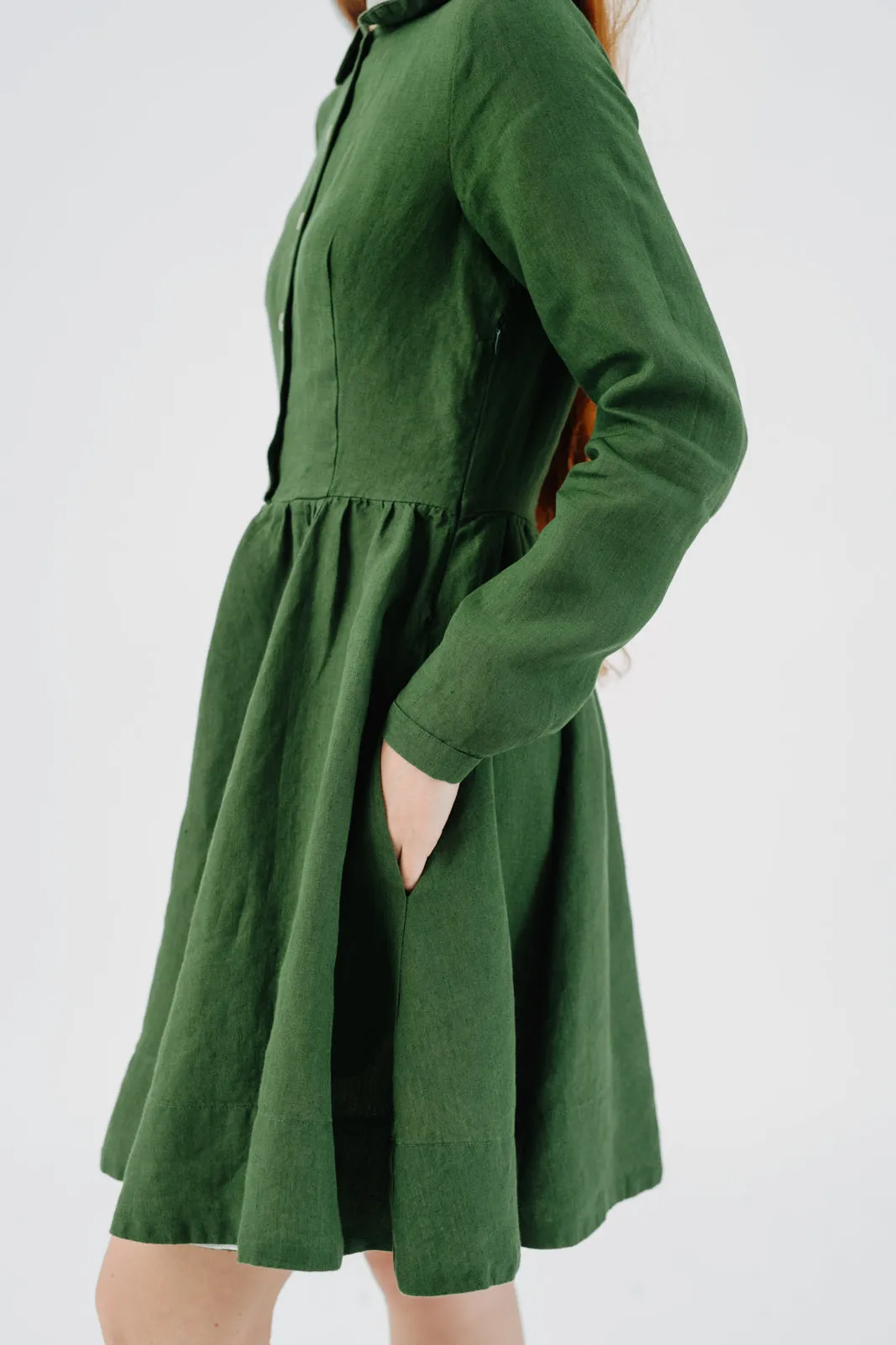 Mini Classic Dress, Long Sleeve, Emerald Green