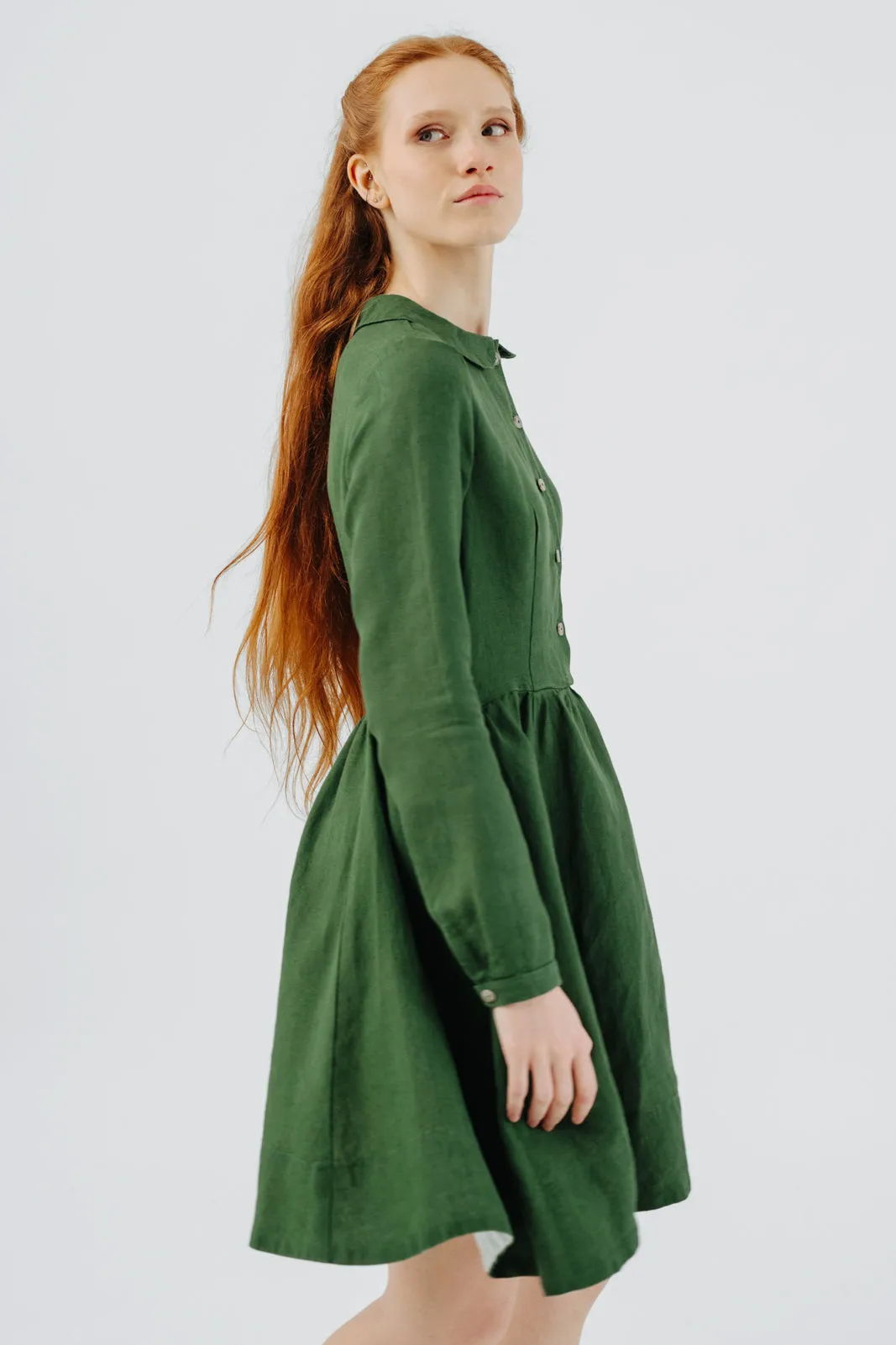 Mini Classic Dress, Long Sleeve, Emerald Green