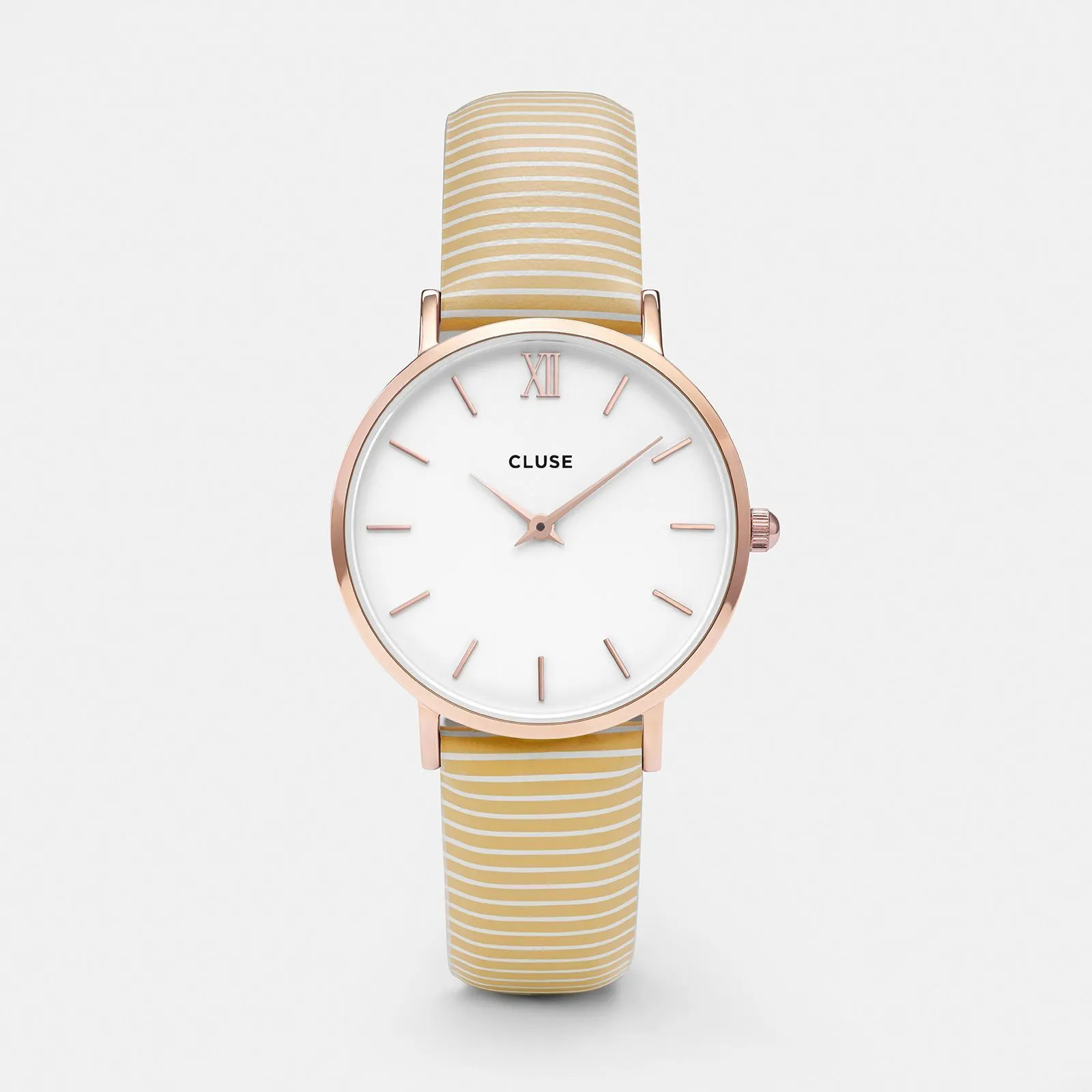 Minuit Leather Yellow Stripes, Rose Gold Colour