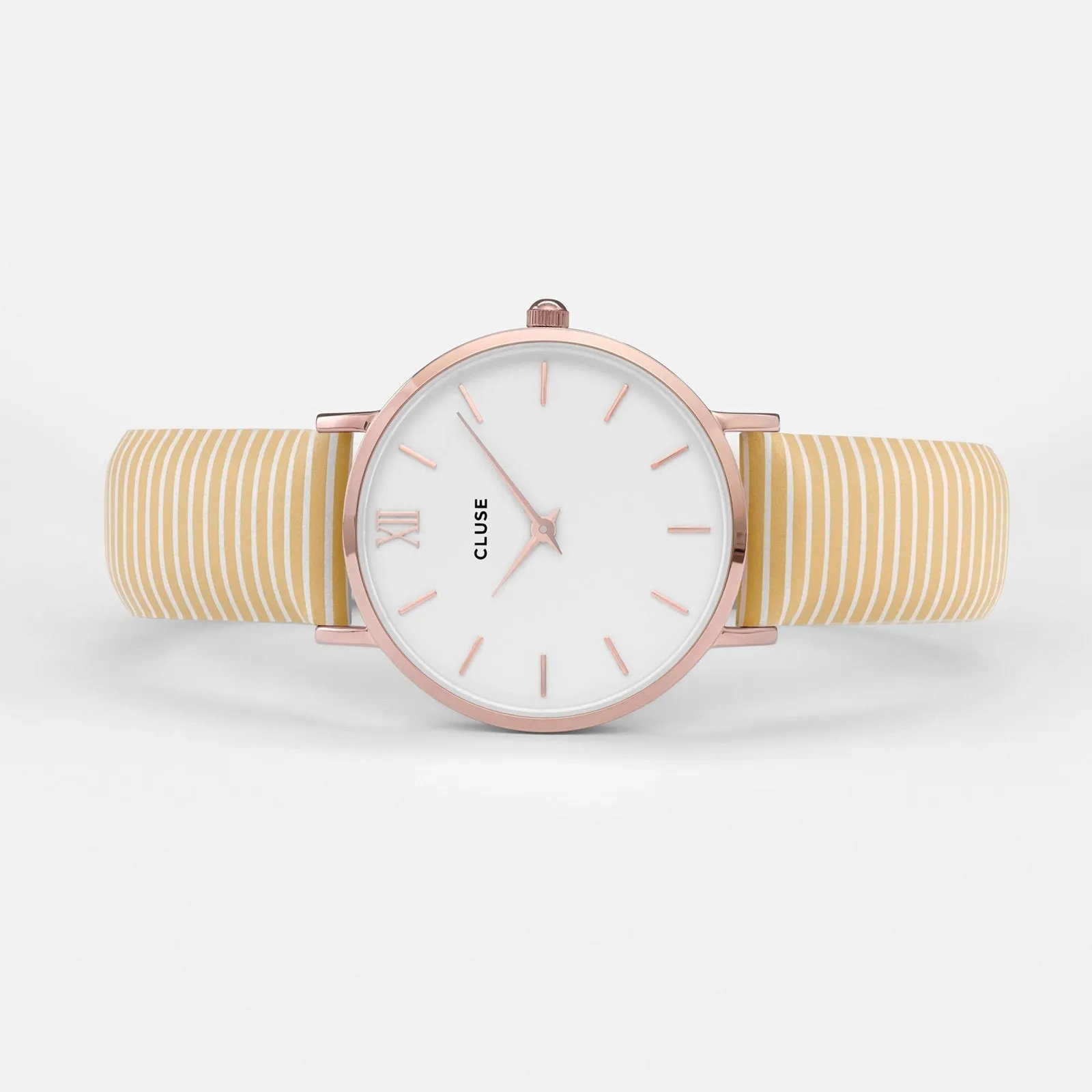 Minuit Leather Yellow Stripes, Rose Gold Colour