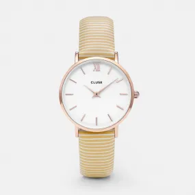 Minuit Leather Yellow Stripes, Rose Gold Colour